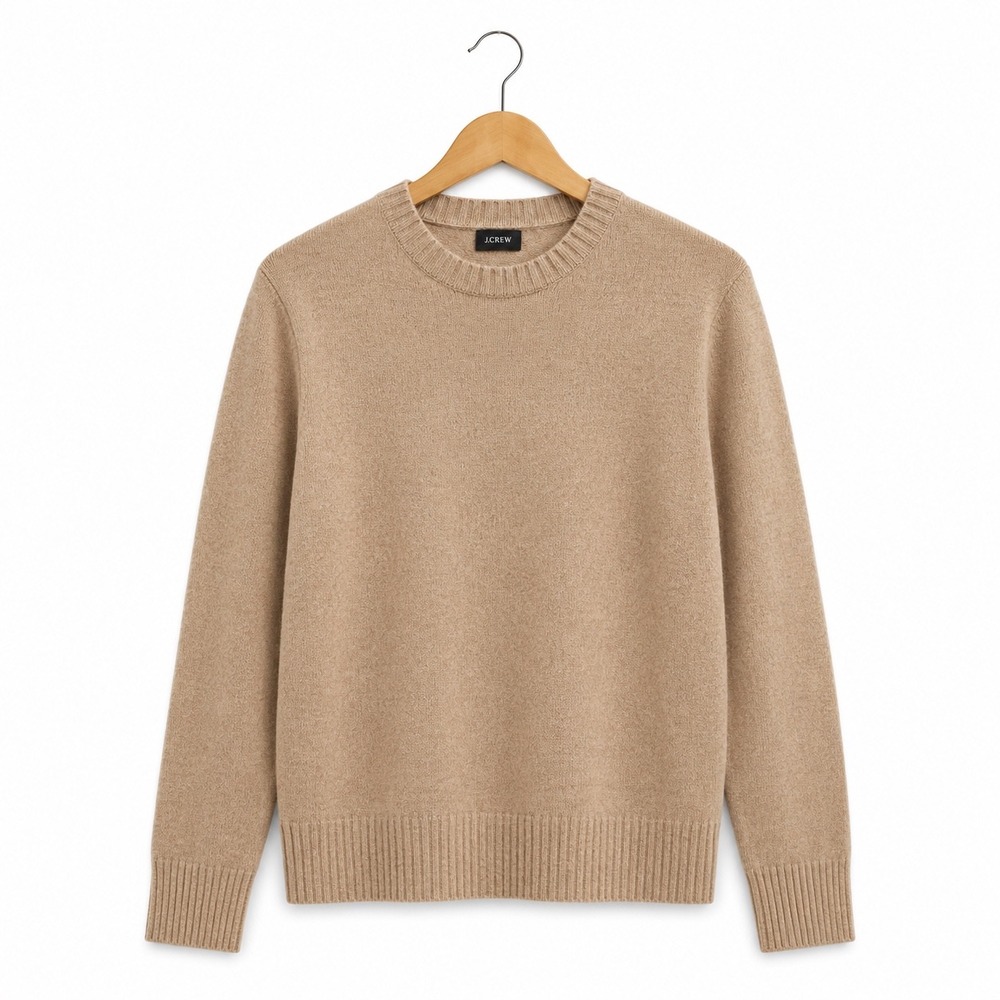 J.Crew Mens Merino Wool Blend Crewneck Sweater Tan Heather Medium M